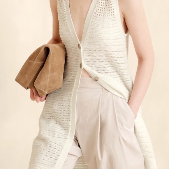 Banana Republic Sweaters - Banana Republic Women's Janie Knit Cotton Sweater Vest Button Size XXL